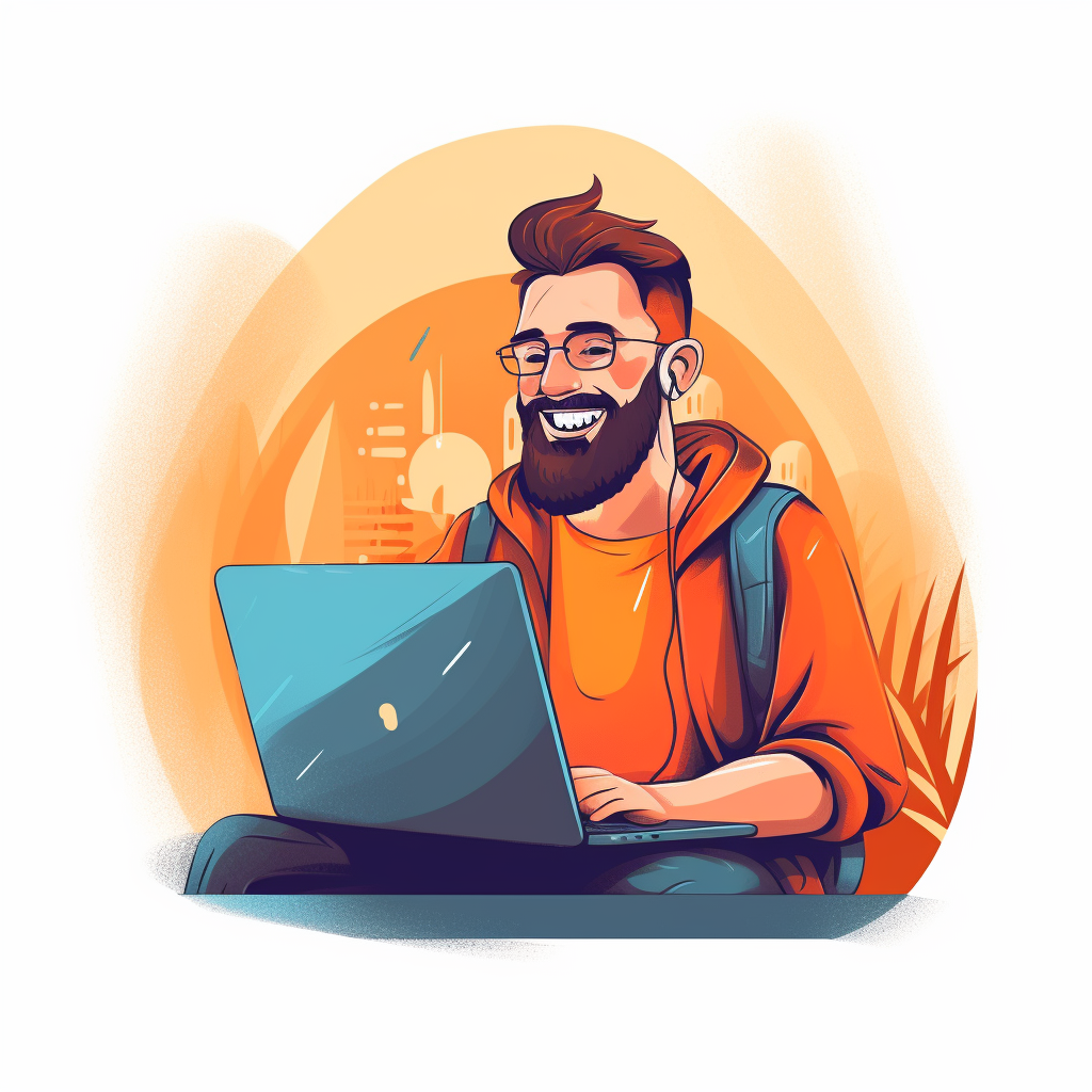 **a remote worker on his computer. Professionnal but smiling --repeat 10 --v 5.1** - Image #1